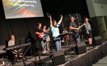 A modern worship band playing