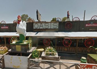 The quaint and quirky exterior of Roman's Oasis in Goodyear.